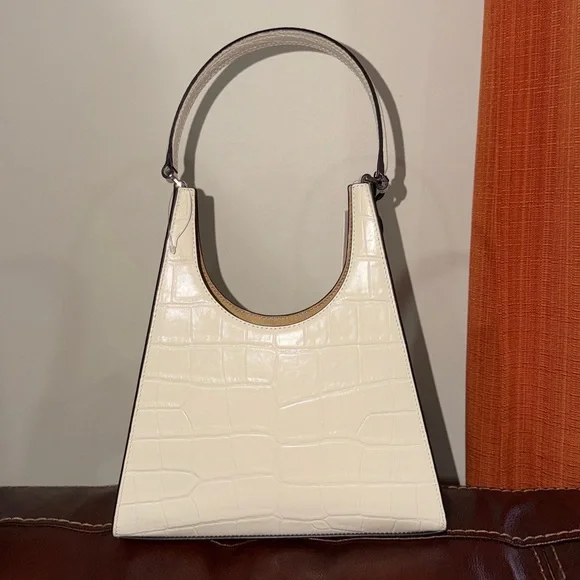 🔥🔥🔥NEW Staud Rey Croc Embossed Leather Shoulder Bag - Picture 4 of 10